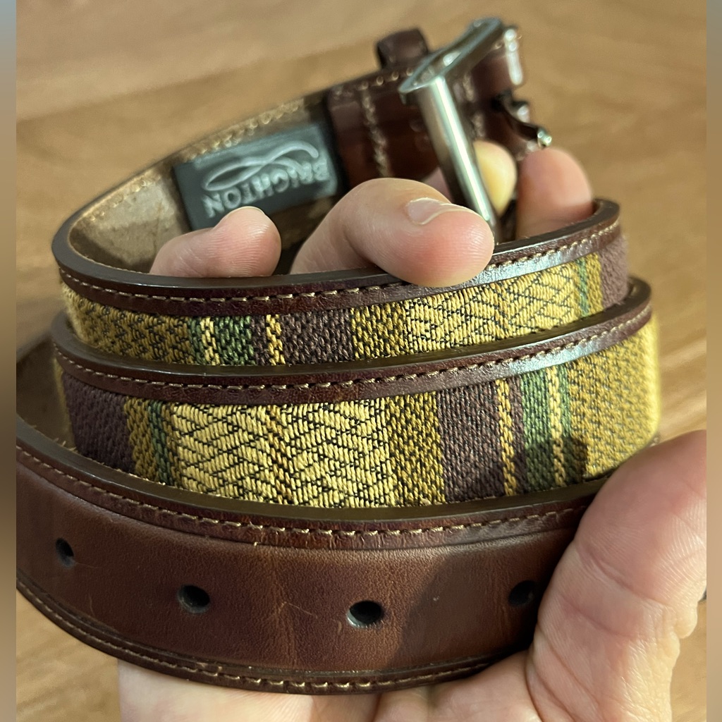 Brighton Men’s Size 38 Leather Belt. Woven Fabric Golf Belt.